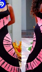 Trendy Maxi tie-dye pink and blue Dress